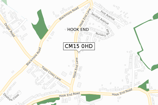 CM15 0HD map - large scale - OS Open Zoomstack (Ordnance Survey)