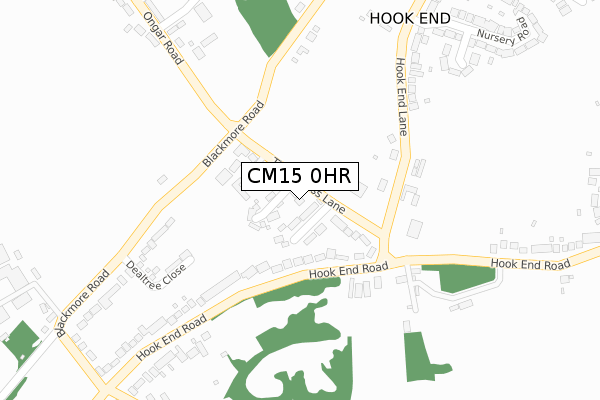 CM15 0HR map - large scale - OS Open Zoomstack (Ordnance Survey)