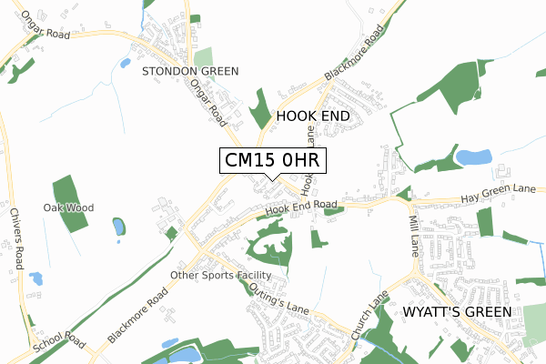 CM15 0HR map - small scale - OS Open Zoomstack (Ordnance Survey)