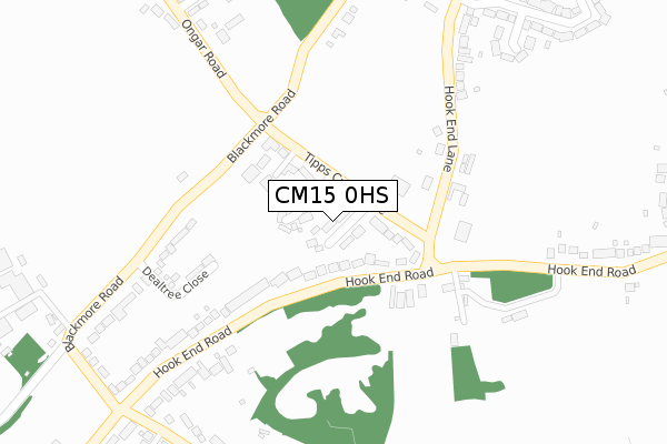 CM15 0HS map - large scale - OS Open Zoomstack (Ordnance Survey)