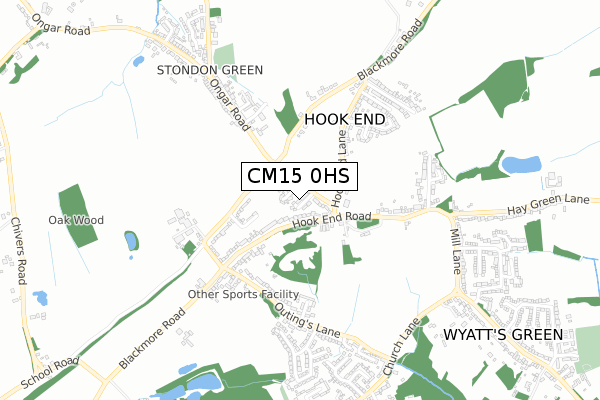 CM15 0HS map - small scale - OS Open Zoomstack (Ordnance Survey)