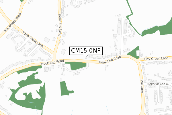 CM15 0NP map - large scale - OS Open Zoomstack (Ordnance Survey)