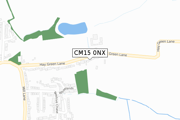 CM15 0NX map - large scale - OS Open Zoomstack (Ordnance Survey)