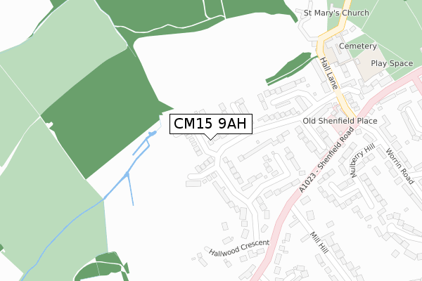 CM15 9AH map - large scale - OS Open Zoomstack (Ordnance Survey)