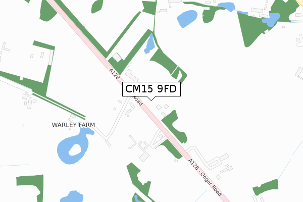 CM15 9FD map - large scale - OS Open Zoomstack (Ordnance Survey)