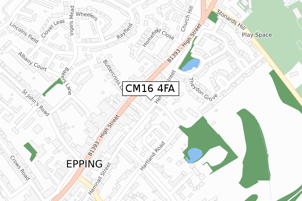 CM16 4FA map - large scale - OS Open Zoomstack (Ordnance Survey)