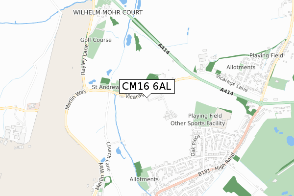 CM16 6AL map - small scale - OS Open Zoomstack (Ordnance Survey)