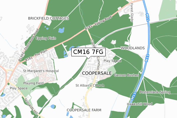 CM16 7FG map - small scale - OS Open Zoomstack (Ordnance Survey) CM16 7FG map - small scale - OS Open Zoomstack (Ordnance Survey)