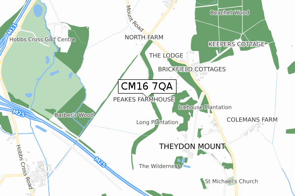 CM16 7QA map - small scale - OS Open Zoomstack (Ordnance Survey)