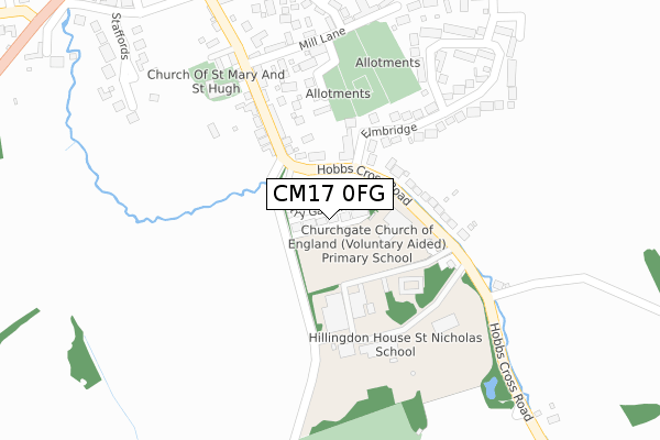 CM17 0FG map - large scale - OS Open Zoomstack (Ordnance Survey)