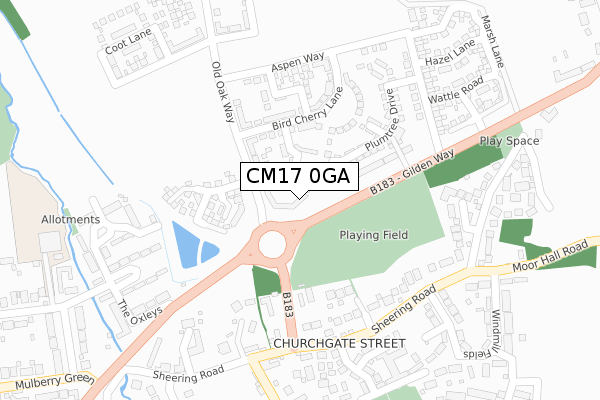 CM17 0GA map - large scale - OS Open Zoomstack (Ordnance Survey)