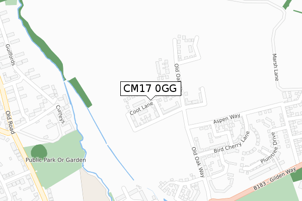 CM17 0GG map - large scale - OS Open Zoomstack (Ordnance Survey)