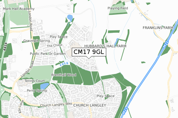 CM17 9GL map - small scale - OS Open Zoomstack (Ordnance Survey)