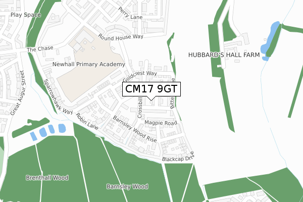 CM17 9GT map - large scale - OS Open Zoomstack (Ordnance Survey)