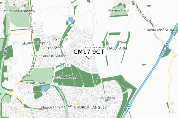 CM17 9GT map - small scale - OS Open Zoomstack (Ordnance Survey)