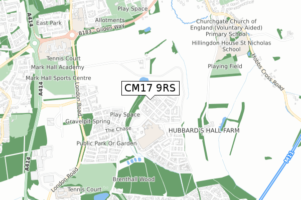 CM17 9RS map - small scale - OS Open Zoomstack (Ordnance Survey)