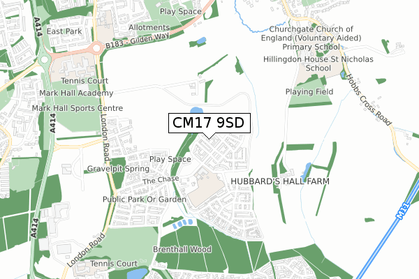 CM17 9SD map - small scale - OS Open Zoomstack (Ordnance Survey)