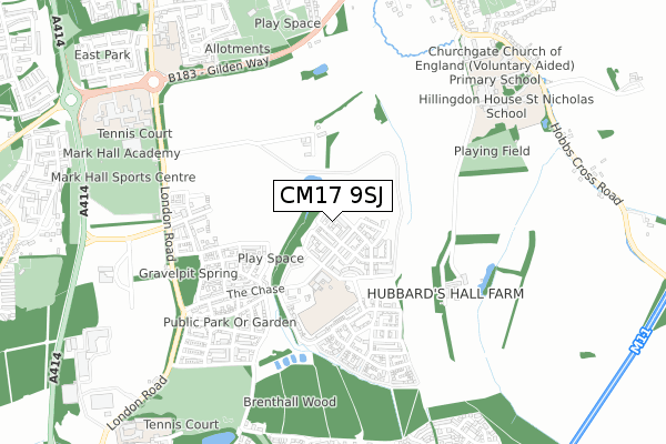 CM17 9SJ map - small scale - OS Open Zoomstack (Ordnance Survey)