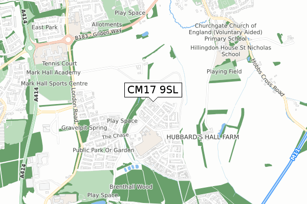 CM17 9SL map - small scale - OS Open Zoomstack (Ordnance Survey)