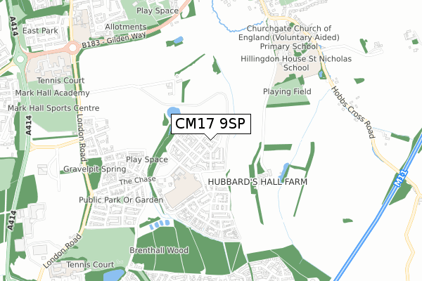 CM17 9SP map - small scale - OS Open Zoomstack (Ordnance Survey)