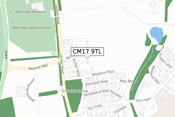 CM17 9TL map - large scale - OS Open Zoomstack (Ordnance Survey)