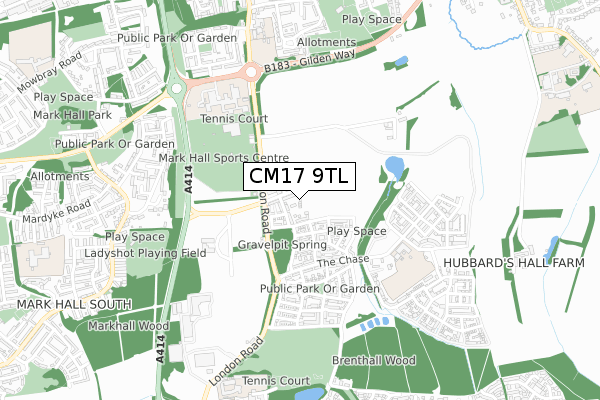 CM17 9TL map - small scale - OS Open Zoomstack (Ordnance Survey)