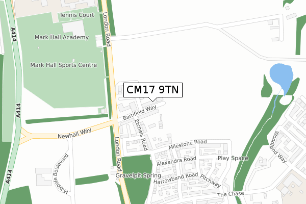 CM17 9TN map - large scale - OS Open Zoomstack (Ordnance Survey)