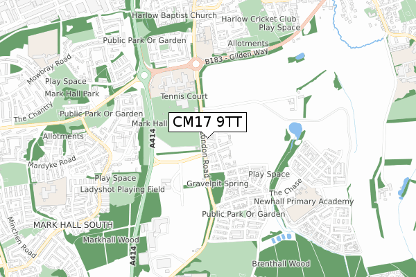 CM17 9TT map - small scale - OS Open Zoomstack (Ordnance Survey)