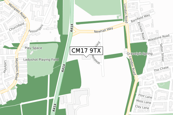 CM17 9TX map - large scale - OS Open Zoomstack (Ordnance Survey)