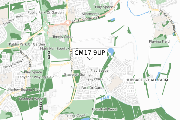 CM17 9UP map - small scale - OS Open Zoomstack (Ordnance Survey)