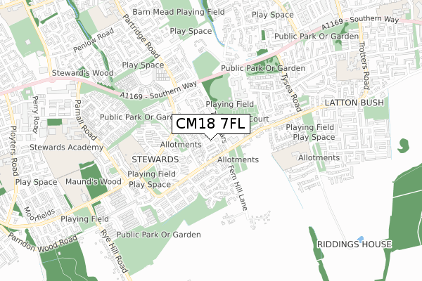 CM18 7FL map - small scale - OS Open Zoomstack (Ordnance Survey) CM18 7FL map - small scale - OS Open Zoomstack (Ordnance Survey)