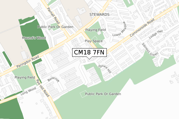 CM18 7FN map - large scale - OS Open Zoomstack (Ordnance Survey)