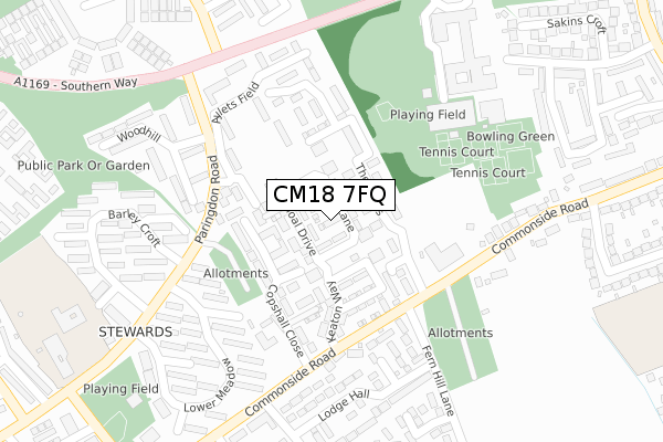CM18 7FQ map - large scale - OS Open Zoomstack (Ordnance Survey) CM18 7FQ map - large scale - OS Open Zoomstack (Ordnance Survey)