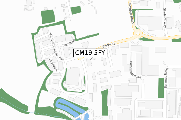 CM19 5FY map - large scale - OS Open Zoomstack (Ordnance Survey)