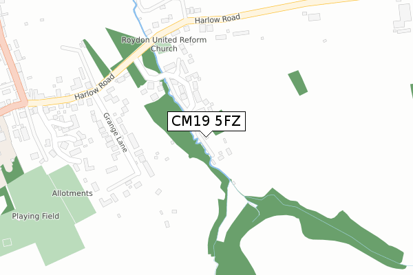 CM19 5FZ map - large scale - OS Open Zoomstack (Ordnance Survey)