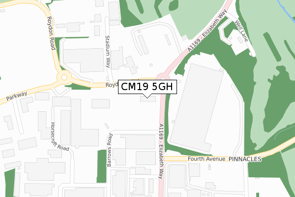 CM19 5GH map - large scale - OS Open Zoomstack (Ordnance Survey)