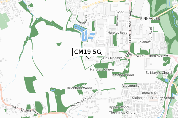 CM19 5GJ map - small scale - OS Open Zoomstack (Ordnance Survey) CM19 5GJ map - small scale - OS Open Zoomstack (Ordnance Survey)