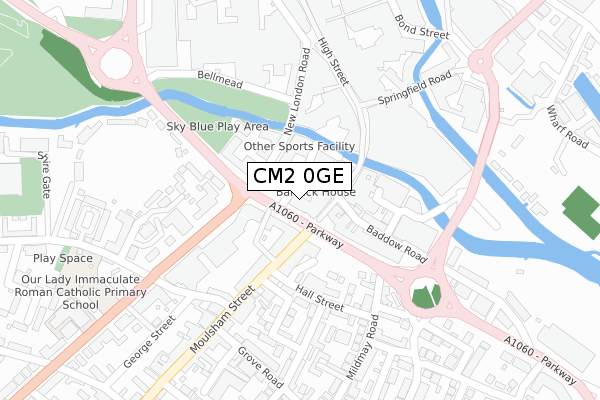 CM2 0GE map - large scale - OS Open Zoomstack (Ordnance Survey)