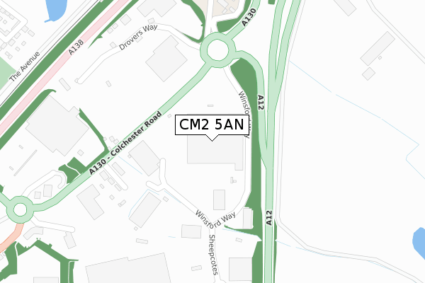 CM2 5AN map - large scale - OS Open Zoomstack (Ordnance Survey)