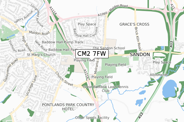 CM2 7FW map - small scale - OS Open Zoomstack (Ordnance Survey) CM2 7FW map - small scale - OS Open Zoomstack (Ordnance Survey)