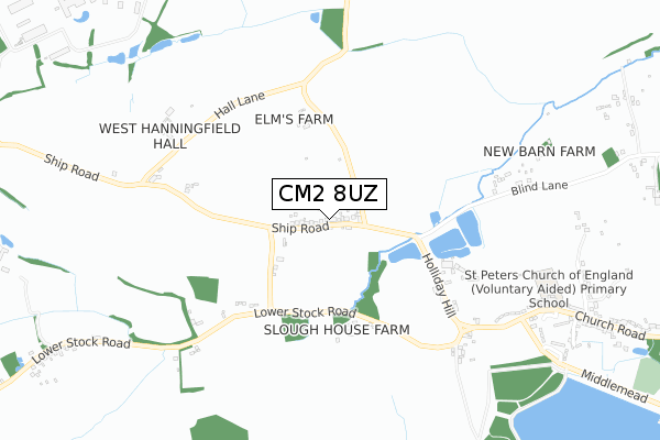CM2 8UZ map - small scale - OS Open Zoomstack (Ordnance Survey)