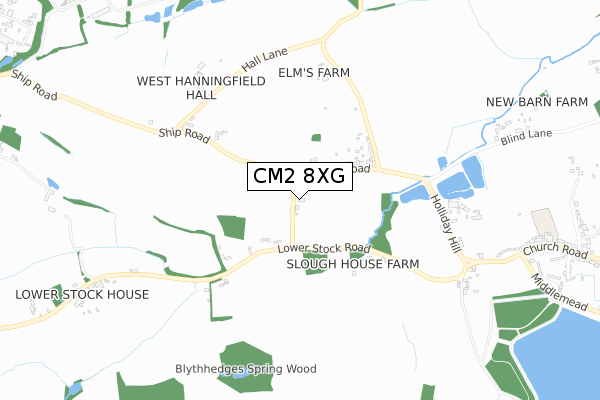 CM2 8XG map - small scale - OS Open Zoomstack (Ordnance Survey)