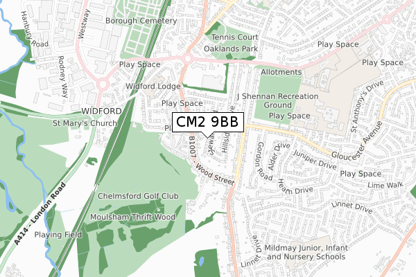 CM2 9BB map - small scale - OS Open Zoomstack (Ordnance Survey)