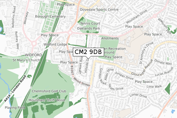 CM2 9DB map - small scale - OS Open Zoomstack (Ordnance Survey)