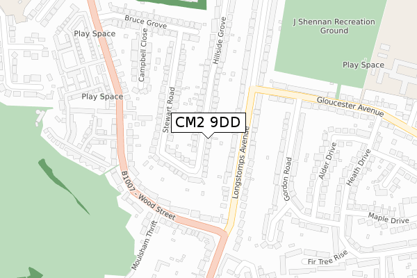 CM2 9DD map - large scale - OS Open Zoomstack (Ordnance Survey)
