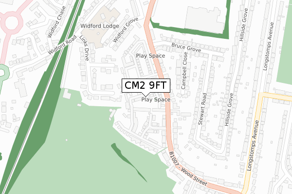 CM2 9FT map - large scale - OS Open Zoomstack (Ordnance Survey)