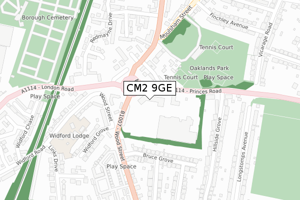 CM2 9GE map - large scale - OS Open Zoomstack (Ordnance Survey)