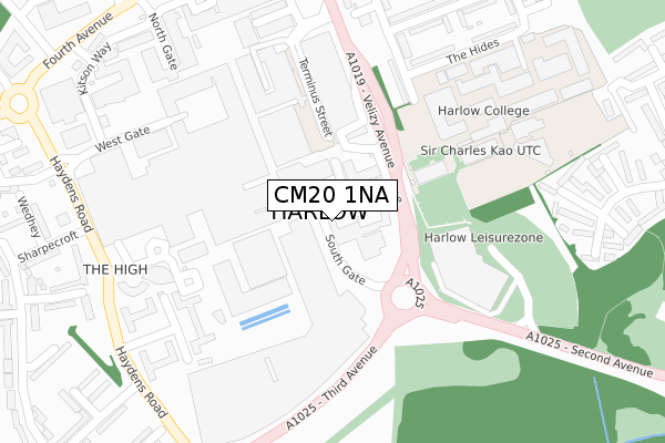 CM20 1NA map - large scale - OS Open Zoomstack (Ordnance Survey)