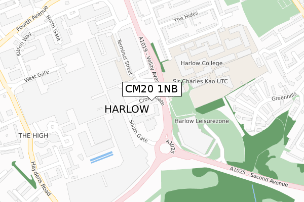 CM20 1NB map - large scale - OS Open Zoomstack (Ordnance Survey)