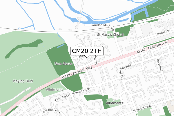 CM20 2TH map - large scale - OS Open Zoomstack (Ordnance Survey)